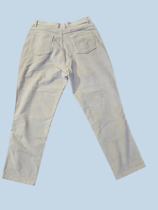 Women's Corduroy Bill Blass Cream Straight-Leg High-Waist Pants Sz 16 - Picture 4 of 5